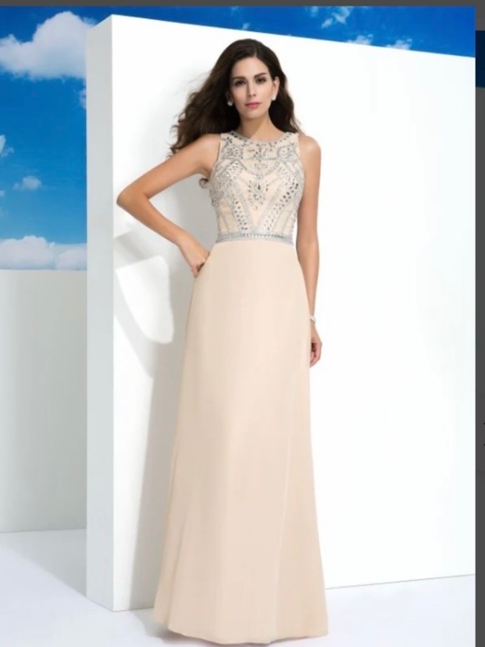 A-Line Princess Beaded Long Dress/Champagne